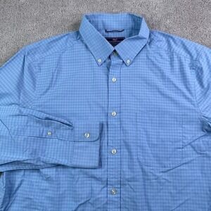 Vineyard Vines Shirt Mens Large Blue Gingham Performance Stretch Classic Fit